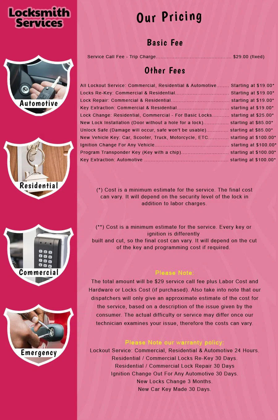 North Brunswick NJ Locksmith Store North Brunswick, NJ 732-387-4988 - price-list-c-18
